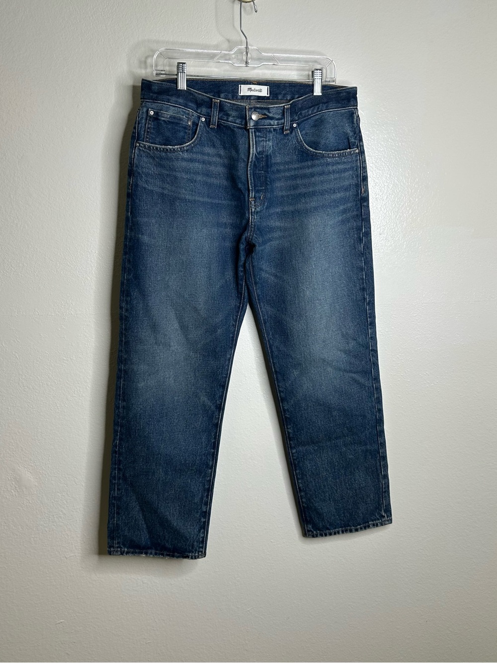 NWT Madewell 100% Cotton Dean Easy Straight Leg Rigid Jean in Greendale Wash